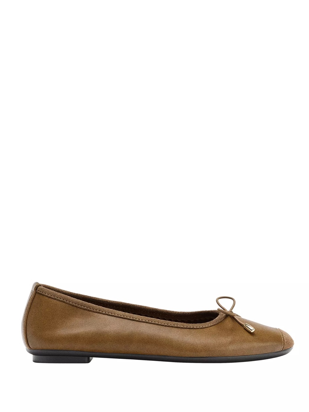 Zara 100% Brown leather ballet flats with bow